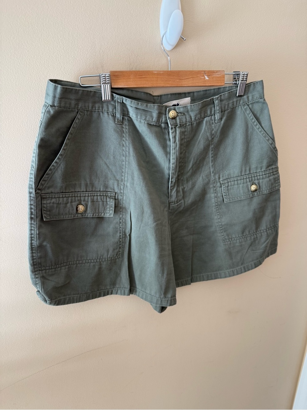 Original TY2 Women's Cargo Shorts Pockets green Utility Casual cotton size 16